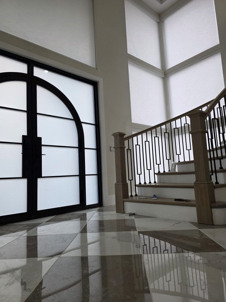 roller shades in entry room